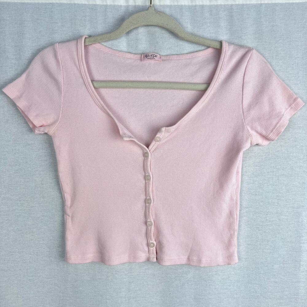 John Galt Brandy Melville Top Womens XS Zelly Cropped Pink Coquette Soft Girl